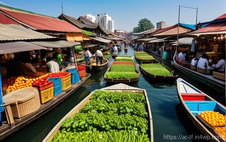 플로팅 시티의 문화적 다양성과 통합 - Prompt 1: A Vibrant Floating Market of Cultural Exchange**