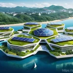 플로팅 시티 개발을 위한 국제 협력 - **Prompt for Oceanix Busan:** "A vibrant, futuristic floating city, 'Oceanix Busan,' seen from a...