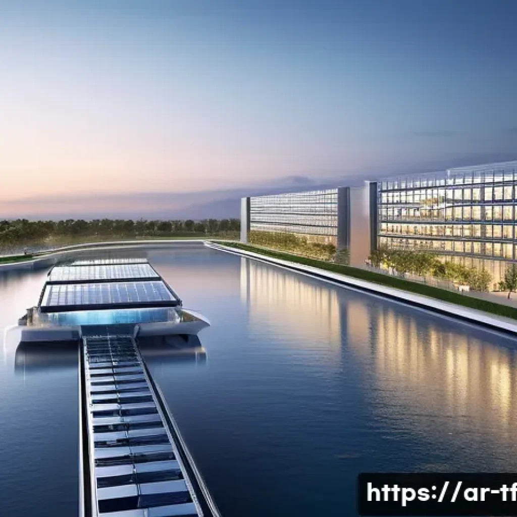 플로팅 도시의 생태적 물 관리 - **Prompt: "A sleek, ultra-modern floating city district at dawn, showcasing integrated, sustainable ...