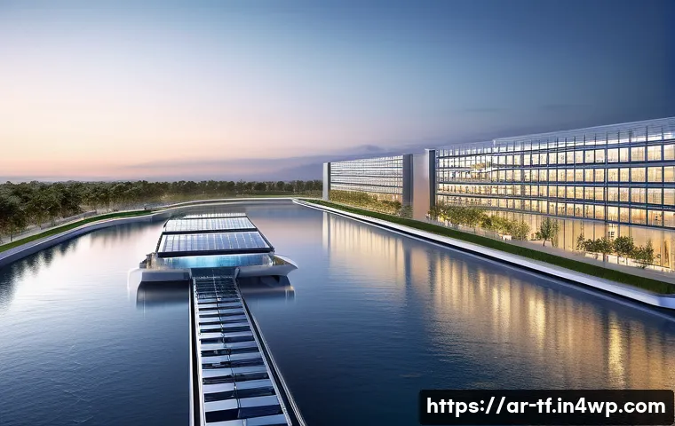 플로팅 도시의 생태적 물 관리 - **Prompt: "A sleek, ultra-modern floating city district at dawn, showcasing integrated, sustainable ...