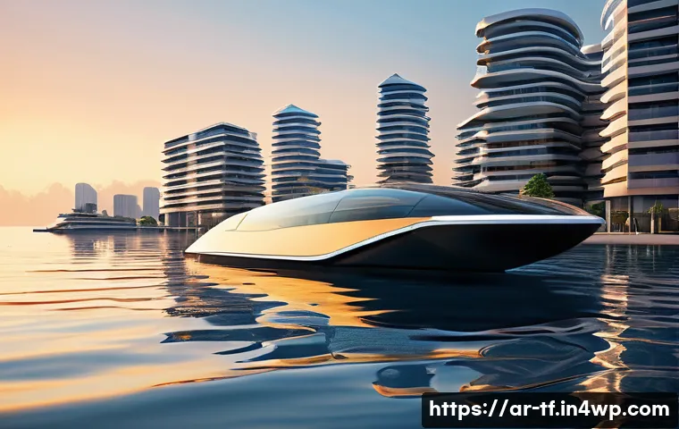 플로팅 도시와 전통 도시의 차이 - A breathtaking panoramic view of a futuristic floating city at dawn. The golden sun rises over the e...