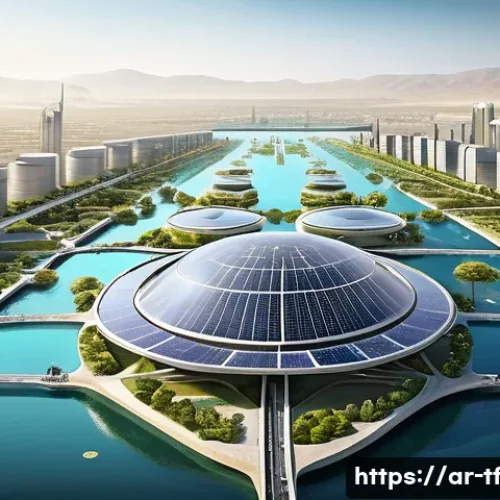 플로팅 도시 개발을 위한 정책 권장 사항 - A futuristic floating cityscape designed with integrated sustainable infrastructure, showcasing adva...
